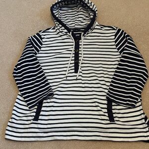 Lands' End Navy and White Striped Hoodie